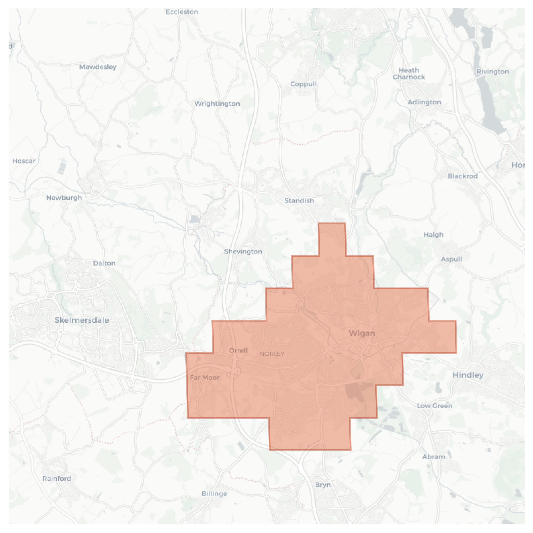 Wigan geographic map