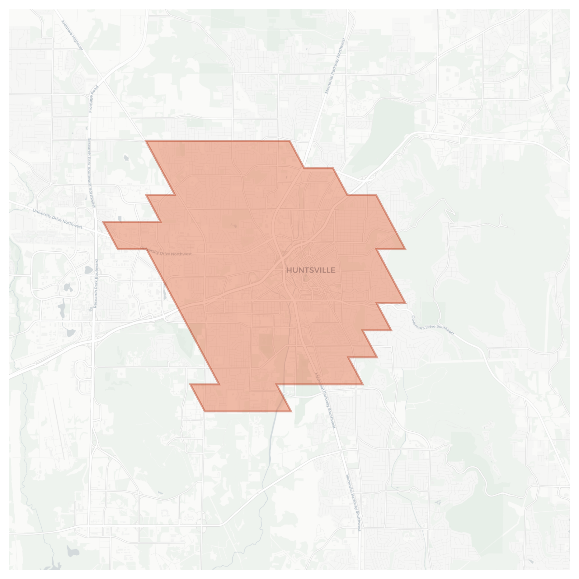 Huntsville geographic map
