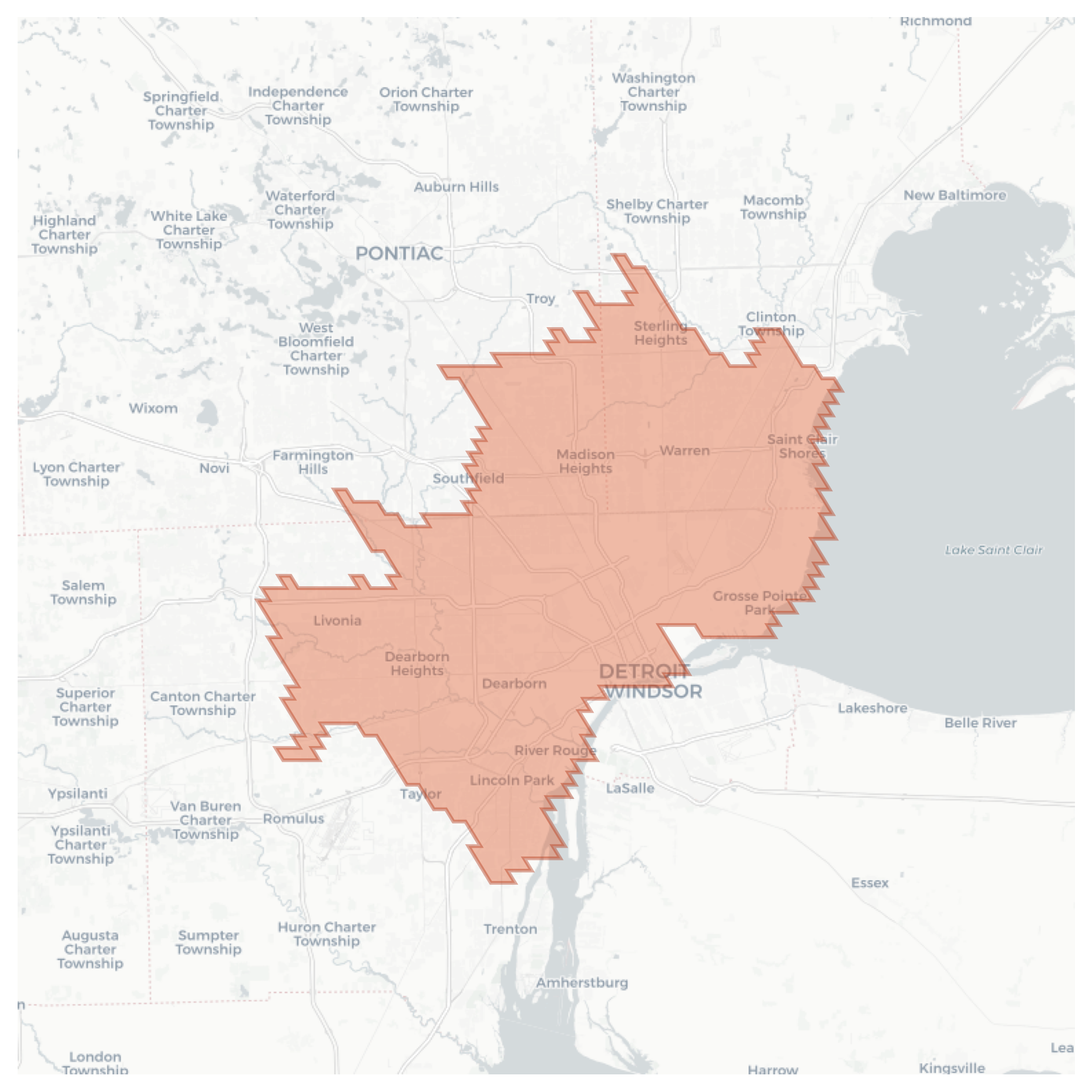 Detroit geographic map