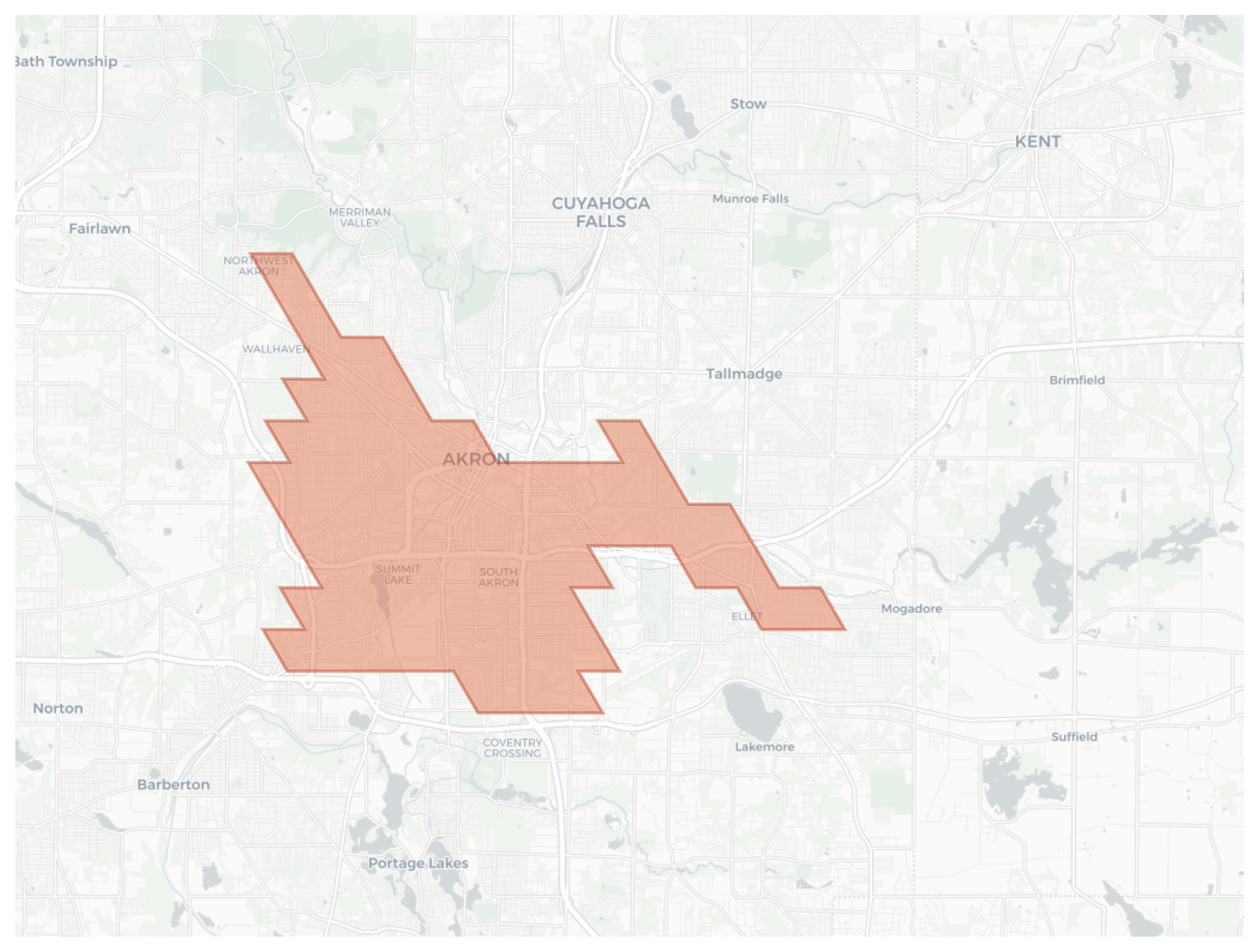 Akron geographic map