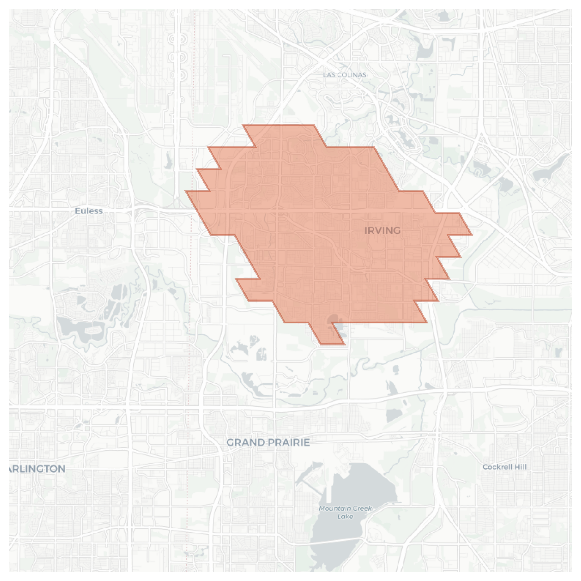 Irving geographic map
